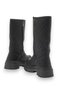 Black Quilted Patterned Boots, Suede, Round Toe - 4