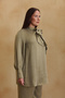 Khaki Collar Blouse with Tie-Detail - 4