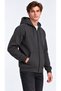 Men's Charcoal Grey Hooded Full-Zip 3-Ply Winter Sweatshirt with Zippered Pockets - 2