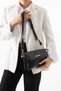 VX-1451 Women's Multi-Compartment Crisscross Straps Shoulder Bag with Flap, BLACK - 5