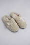 Women's Beige Plush House Slippers with Ribbon Accents—Comfortable Everyday Slippers - 3