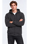 Men's Charcoal Grey Hooded Full-Zip 3-Ply Winter Sweatshirt with Zippered Pockets - 5