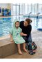 4-Layer Muslin Hooded Children's Poncho - Embroidered with Dolphins - Ages 3-5, Powder Blue - 5