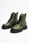 Tones yan zipper lace-up genuine leather women's boots, khaki color. - 4