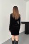 Women's Black Mini Dress with Lace Collar and Sleeves - 5