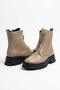 Manilsa Women's Genuine Leather Front Zippered Boots in Taupe Color - 2
