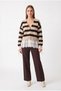 Striped Lace Cardigan with Ruched Sleeves - 4