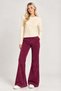 Women's Two-Piece Set: Long-Sleeved Top and Wide-Leg Velvet Pants in Burgundy and Ecru