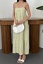 Women's Green Patchwork-Style Striped Spaghetti-Strap Cotton Muslin Dress - 4