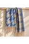 FLR-5033 Blue and Beige Houndstooth and Plaid Double-Patterned Thick Winter Scarf | Eos Collective - 2