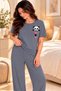Women's Short-Sleeved Cotton Pajama Set with Panda Print - 3