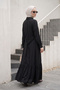 Long Dress with Embellished Front, Lined Hem, and Ruffled Skirt 13304 Black - 4