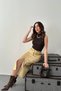 Women's Gold-Toned, Gilded, Slit Gabardine Skirt - 2