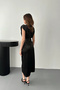 Women's Black Helen-Neck Skirt Dress with a Slit - 5
