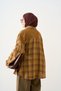 Women's Plaid Pattern Single-Pocket Shirt, Mustard - 4