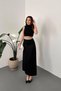 Women's Black Elastic Waist Lycra Skirt - 2