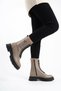 Sukan Buckled, Long-Laced, Side Zipper Genuine Leather Women's Boots in Taupe Color - 3