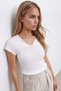 Women's white open-back v-neck knitted summer blouse alc-x16044