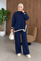 Women's striped knit two-piece set (top and bottom)