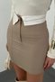 Women's Beige Belted Mini Skirt with Balls - 4