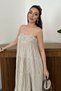 Women's Brown Strapless Asymmetrical-Cut Striped Cotton Muslin Dress - 2