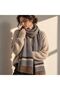 FLR-5041 Premium Soft Wool Unisex Shawl with Gray-Beige Circle Pattern | Eos Collective - 4