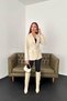 Women's Beige Jacket with Pocket Flaps and a Belt - 4