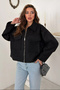 Women's Black Pocketed Melton Blazer