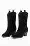 Yursa cowboy genuine leather women's heeled boots, black suede. - 4