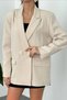 Women's Beige Classic-Collar Blazer Jacket - 4
