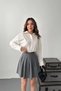 Women's Gray Pleated Melton Mini Skirt - 3