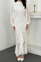 Women's White Ruched-Front Drapey Chiffon Dress - 4