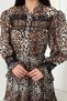 Women's Leopard Print Pleated Dress with Elastic Waistband - 4