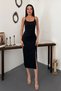 Women's Black Dress with a Backless Design - 2