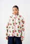 Women's White Fleece-Lined Jacket with Floral Print - 2