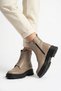 Manilsa Women's Genuine Leather Front Zippered Boots in Taupe Color - 3