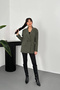 Women's Khaki Classic-Collar Blazer Jacket - 2