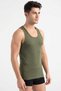 10-Pack Khaki Green 100% Cotton Jersey Classic Men's Tank Top - Gingham Pattern, Comes with a Free Unisex Band - 5