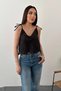 Women's Black Embroidered Blouse with Laces - 2