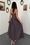 Women's Plum Polka Dot Pleated Lined Cotton Denim Dress - 5