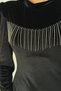 Women's Black Shimmering Stretch Fabric Velvet Dress - 4
