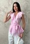 Women's Pink Lyocell Blouse with a Tie-Detail at the Waist