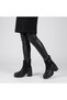 2351311K Women's Genuine Leather Buckled Zip-Up Boots with Thick Soles and Thick Block Heels