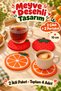Set of 4 Strawberry and Orange-Patterned Coasters, 10 cm, for Coffee and Tea Cups—Table Setting Accessory - 4