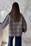 Women's Brown Collar, Paneled, Plaid Pattern, Lined Cotton Blend Jacket - 5
