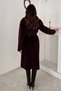 Women's Burgundy Leather Belted Coat with Paneling - 5