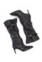Women's Black Pointed Toe, Stiletto Heel, Belt Detail, Ruched Boots - 4