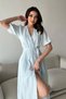 Girls' Baby Blue Wrap Neckline Cotton Muslin Dress - 3