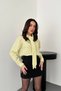Women's Yellow Striped Cotton Shirt with a Tie-Detail at the Neck