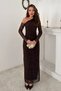 Women's Brown Sheer Lined Dress